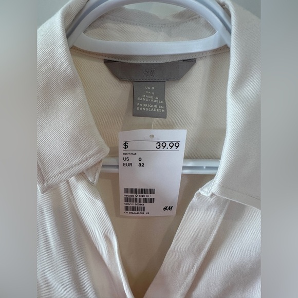 H&M Women’s Cream Sleeveless Knee Length Button Utility Dress Size 0 - Picture 7 of 9